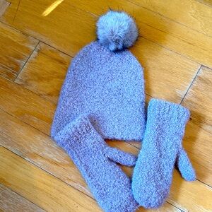 Cozy Kids' Purple Knit Hat and Mittens Set